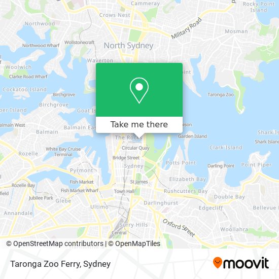 Mapa Taronga Zoo Ferry