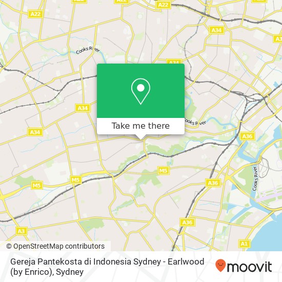 Gereja Pantekosta di Indonesia Sydney - Earlwood (by Enrico) map