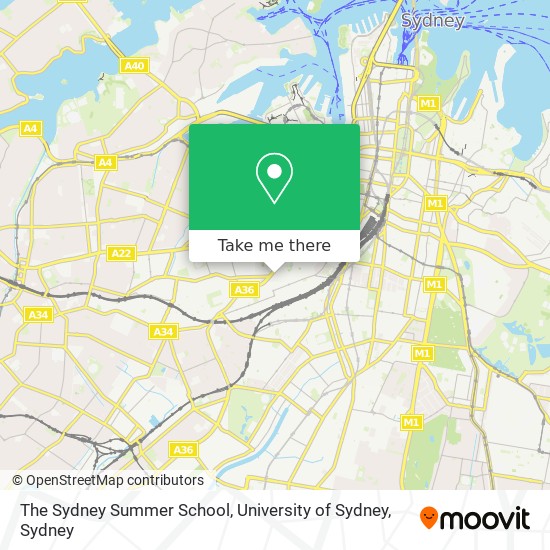 Mapa The Sydney Summer School, University of Sydney