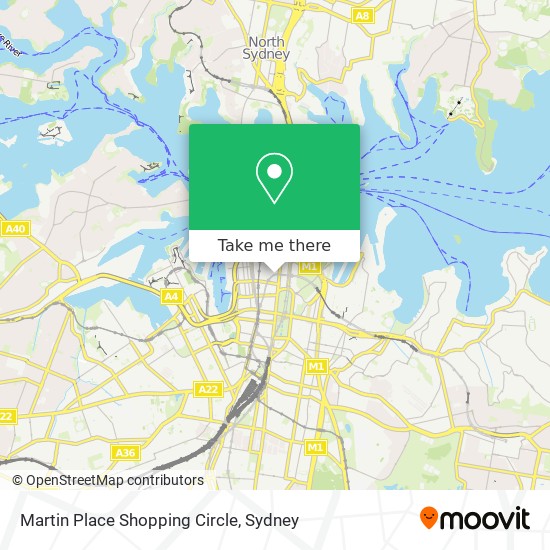 Mapa Martin Place Shopping Circle