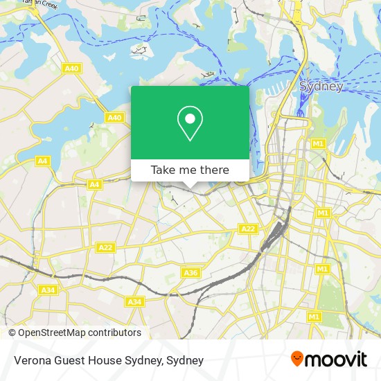 Mapa Verona Guest House Sydney