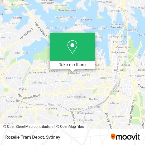 Mapa Rozelle Tram Depot