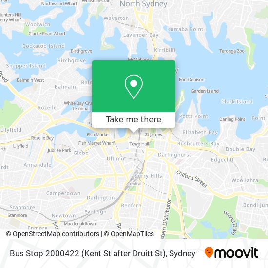 Bus Stop 2000422 (Kent St after Druitt St) map