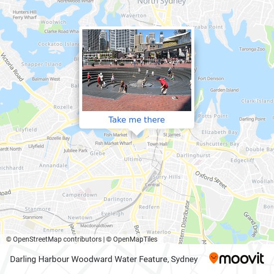 Darling Harbour Woodward Water Feature map