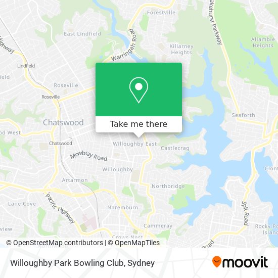 Willoughby Park Bowling Club map