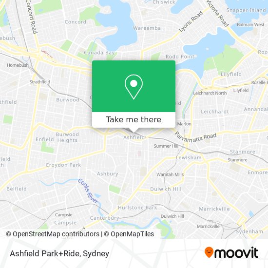 Ashfield Park+Ride map