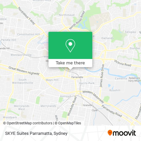 Mapa SKYE Suites Parramatta