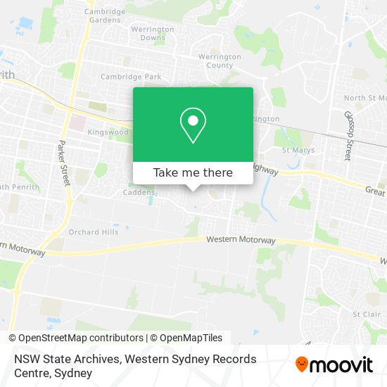 NSW State Archives, Western Sydney Records Centre map