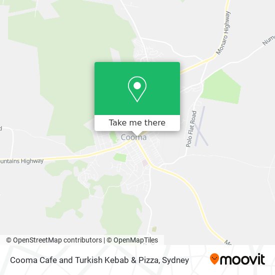 Mapa Cooma Cafe and Turkish Kebab & Pizza