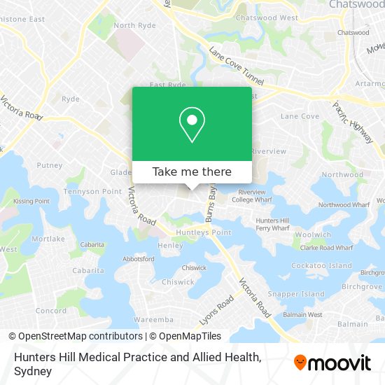 Mapa Hunters Hill Medical Practice and Allied Health