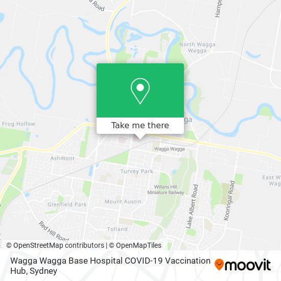 Wagga Wagga Base Hospital COVID-19 Vaccination Hub map