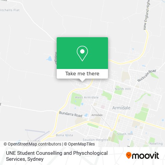 UNE Student Counselling and Physchological Services map