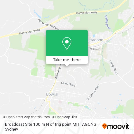 Mapa Broadcast Site 100 m N of trig point MITTAGONG