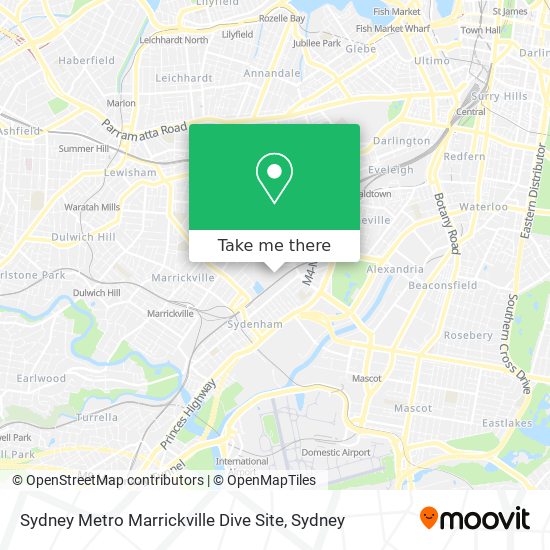 Sydney Metro Marrickville Dive Site map