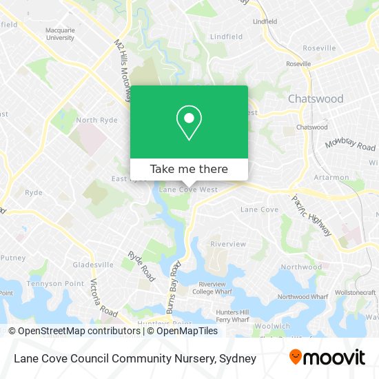 Lane Cove Council Community Nursery map