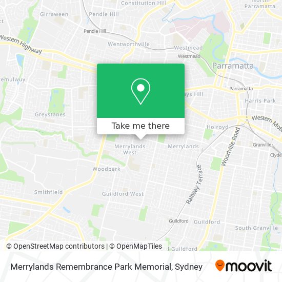 Merrylands Remembrance Park Memorial map