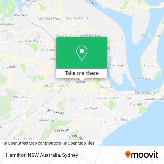 Hamilton NSW Australia map