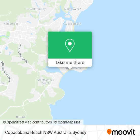 Copacabana Beach NSW Australia map