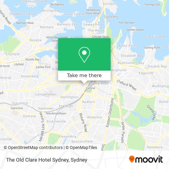 Mapa The Old Clare Hotel Sydney