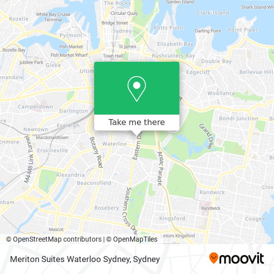 Mapa Meriton Suites Waterloo Sydney