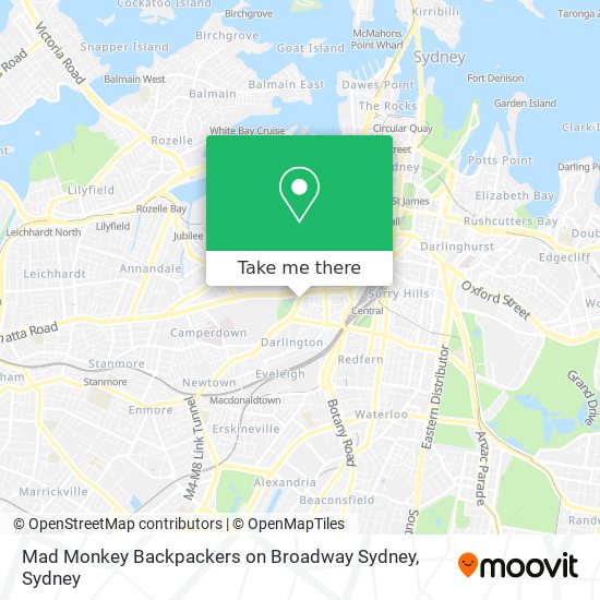 Mad Monkey Backpackers on Broadway Sydney map