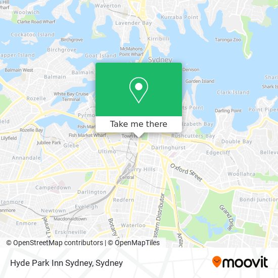 Mapa Hyde Park Inn Sydney