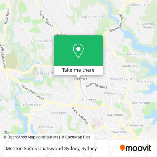 Mapa Meriton Suites Chatswood Sydney
