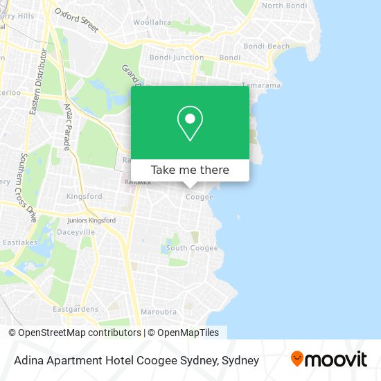 Mapa Adina Apartment Hotel Coogee Sydney