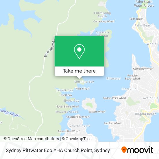 Mapa Sydney Pittwater Eco YHA Church Point