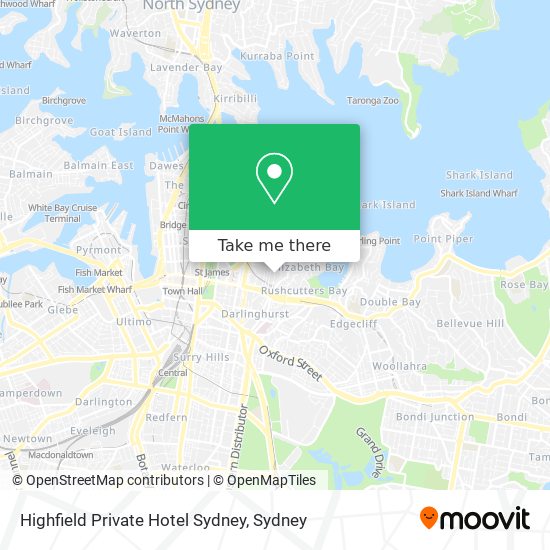 Mapa Highfield Private Hotel Sydney