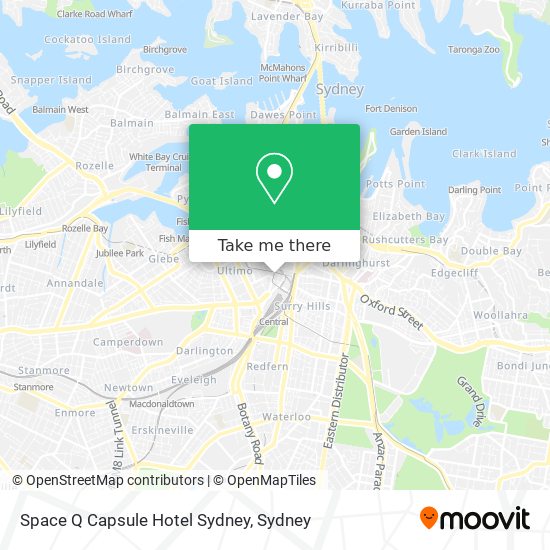 Mapa Space Q Capsule Hotel Sydney