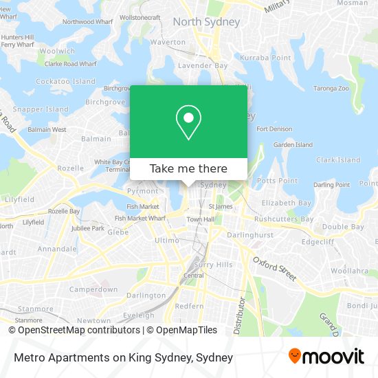 Mapa Metro Apartments on King Sydney