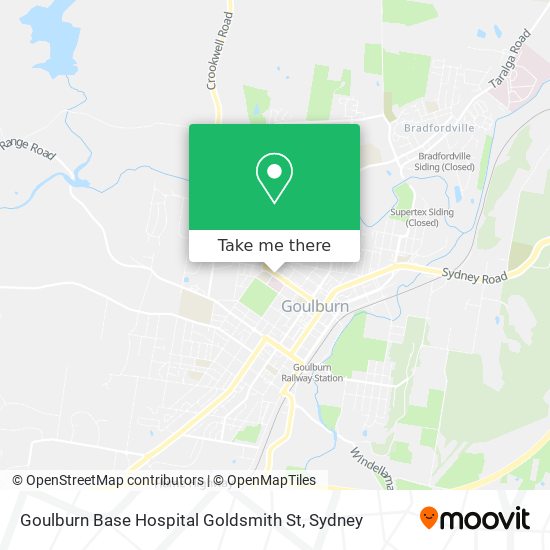 Goulburn Base Hospital Goldsmith St map