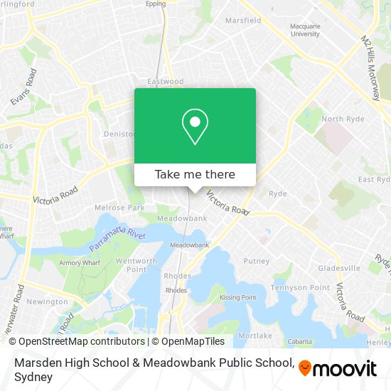 Mapa Marsden High School & Meadowbank Public School