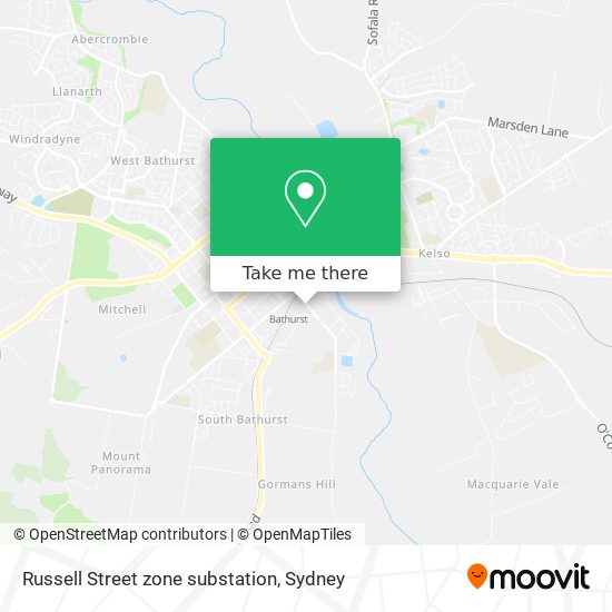 Mapa Russell Street zone substation