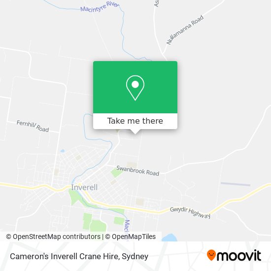 Cameron's Inverell Crane Hire map