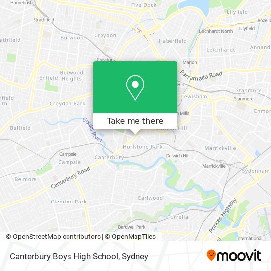 Mapa Canterbury Boys High School