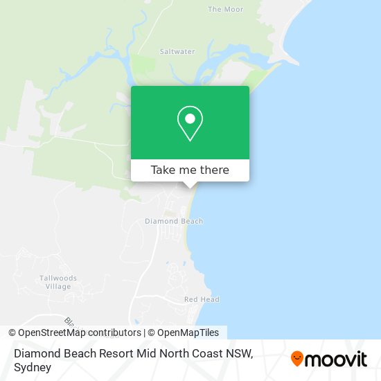 Mapa Diamond Beach Resort Mid North Coast NSW