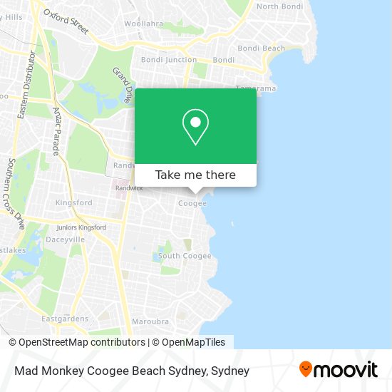 Mad Monkey Coogee Beach Sydney map