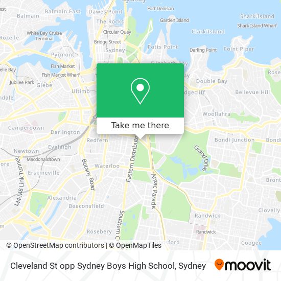 Mapa Cleveland St opp Sydney Boys High School