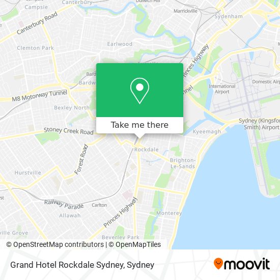 Mapa Grand Hotel Rockdale Sydney