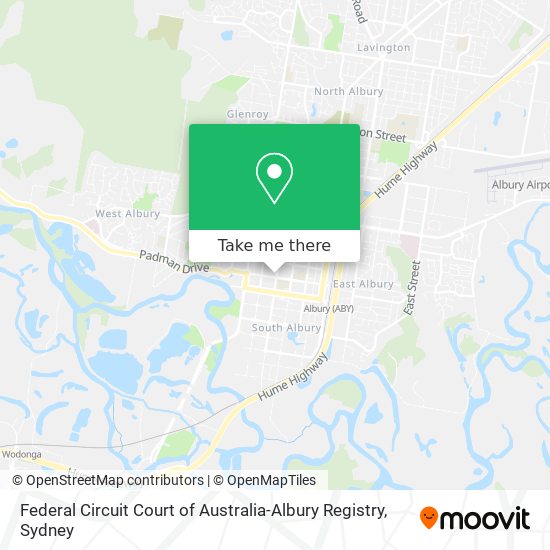 Mapa Federal Circuit Court of Australia-Albury Registry