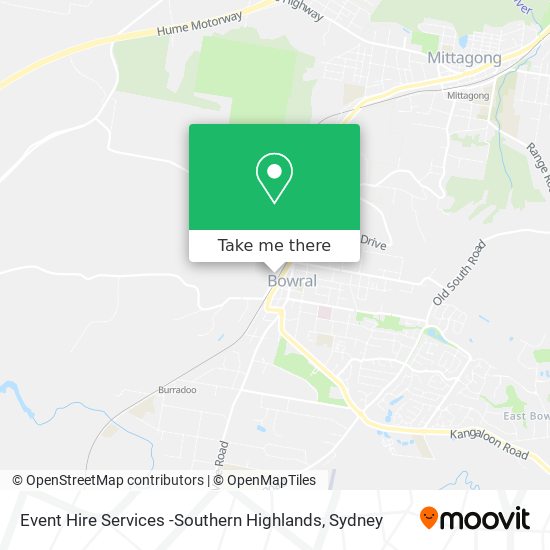 Event Hire Services -Southern Highlands map