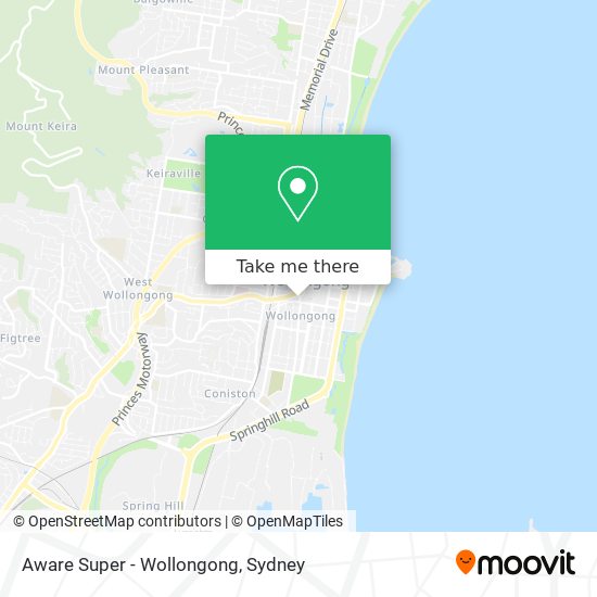 Aware Super - Wollongong map