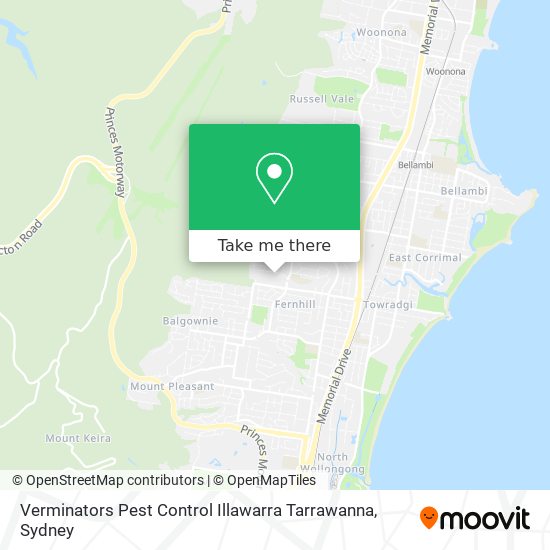 Mapa Verminators Pest Control Illawarra Tarrawanna