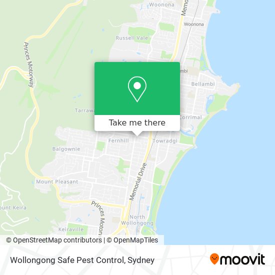Mapa Wollongong Safe Pest Control