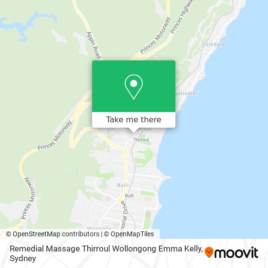 Remedial Massage Thirroul Wollongong Emma Kelly map