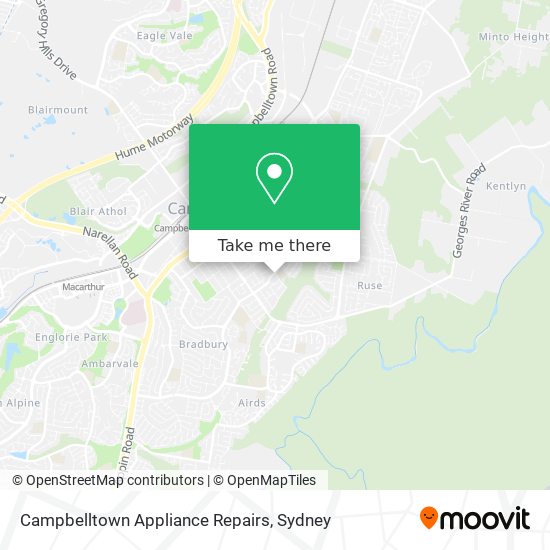 Campbelltown Appliance Repairs map