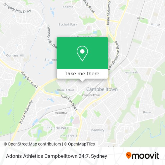 Mapa Adonis Athletics Campbelltown 24:7