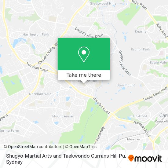 Shugyo-Martial Arts and Taekwondo Currans Hill Pu map